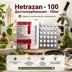 Hetrazan-100 (Диэтилкарбамазин 100мг) 30таблеток